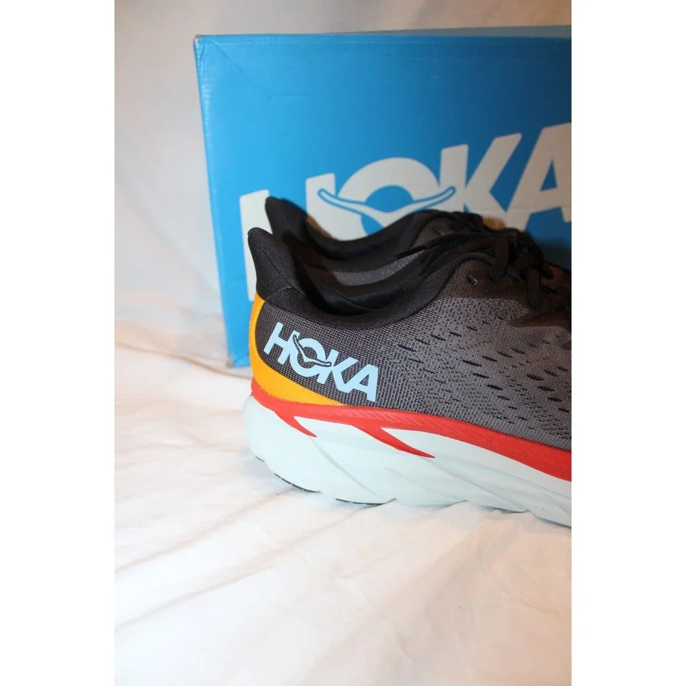NIB HOKA ONE MEN\'S‎ CLIFTON 8 RUNNING ATHLETIC SNEAKERS ANTH GRAY ORANGE 11.5 NIB HOKA ONE MEN main image 2